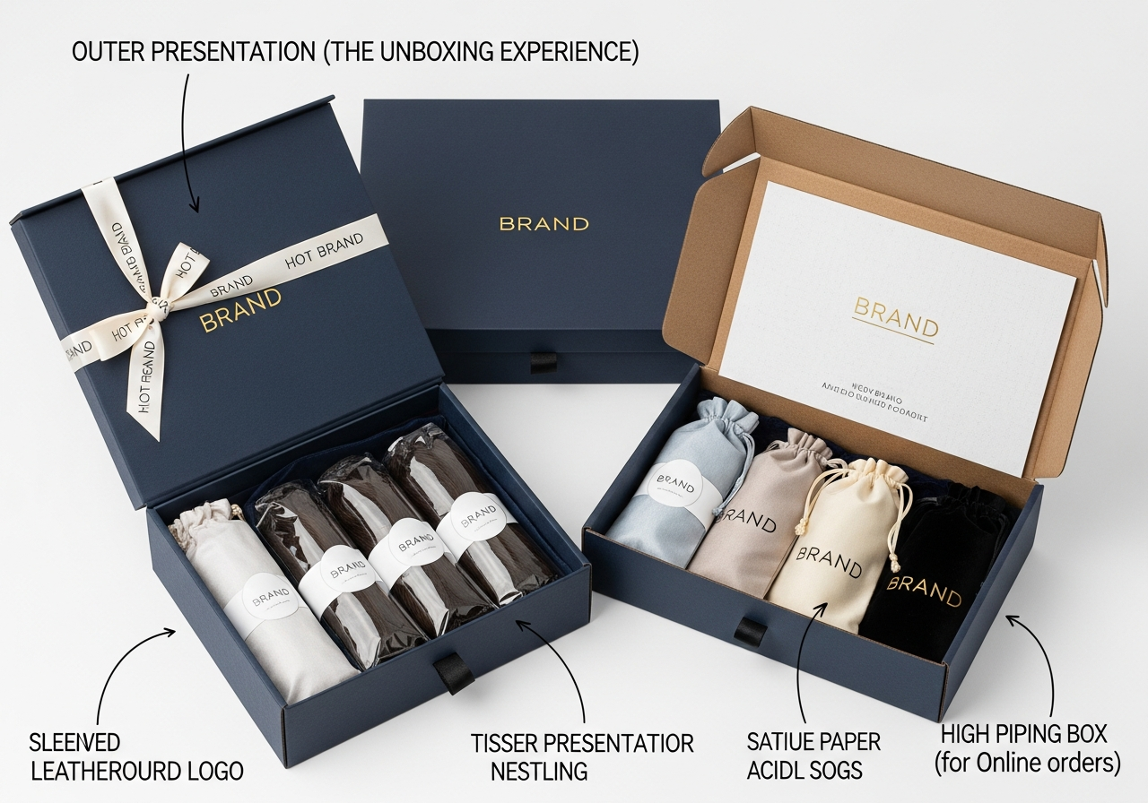 luxury straight hair bundles packaging